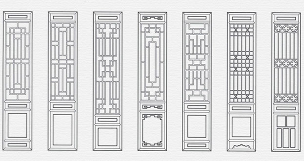 盐田常用中式仿古花窗图案隔断设计图